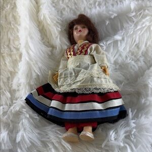 Traditional Dress Doll with Red and Blue Accents T30